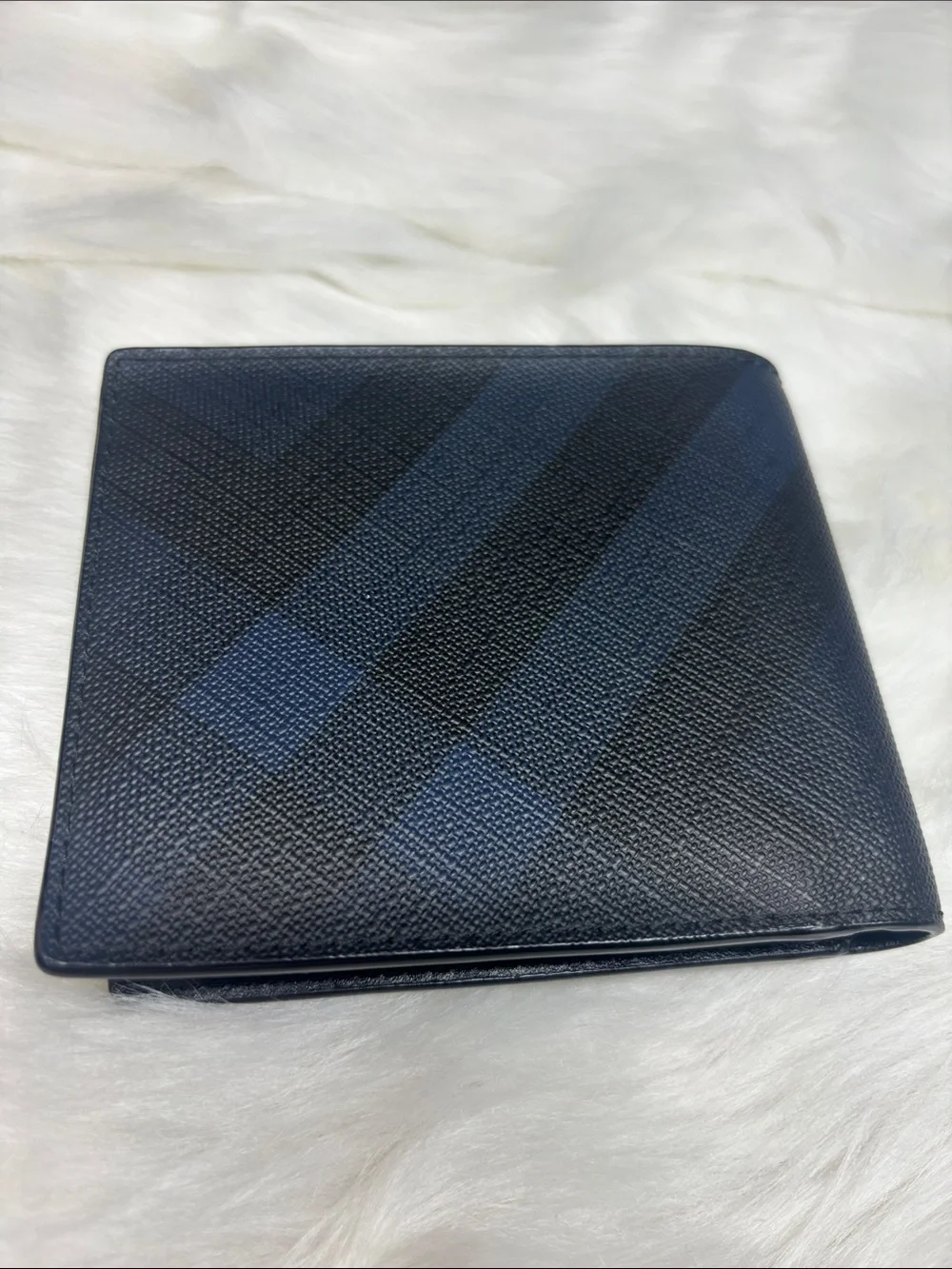 Burberry Black and Navy Check Bifold Card & Key Wallet